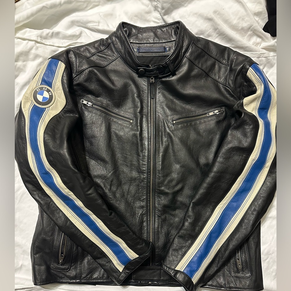 New size 3XL BMW Motorcycle Cowhide 100% real  Leather Jacket Racing Motorbike